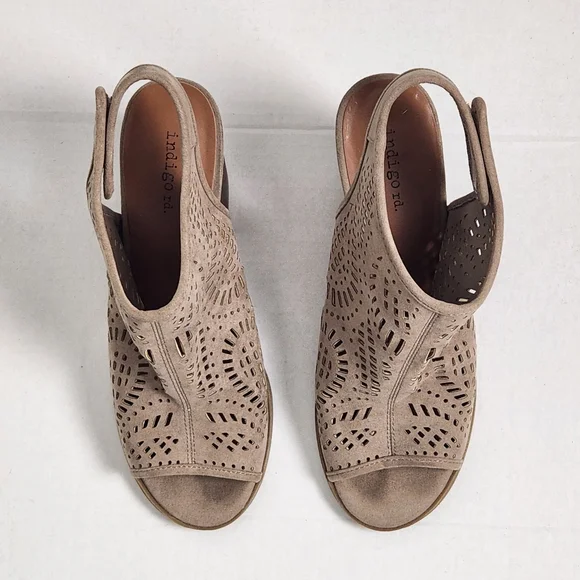 Indigo Rd. Irparca Open-Toe Punched Slingback Block Heel Sandals Size 8.5 US - Picture 2 of 9